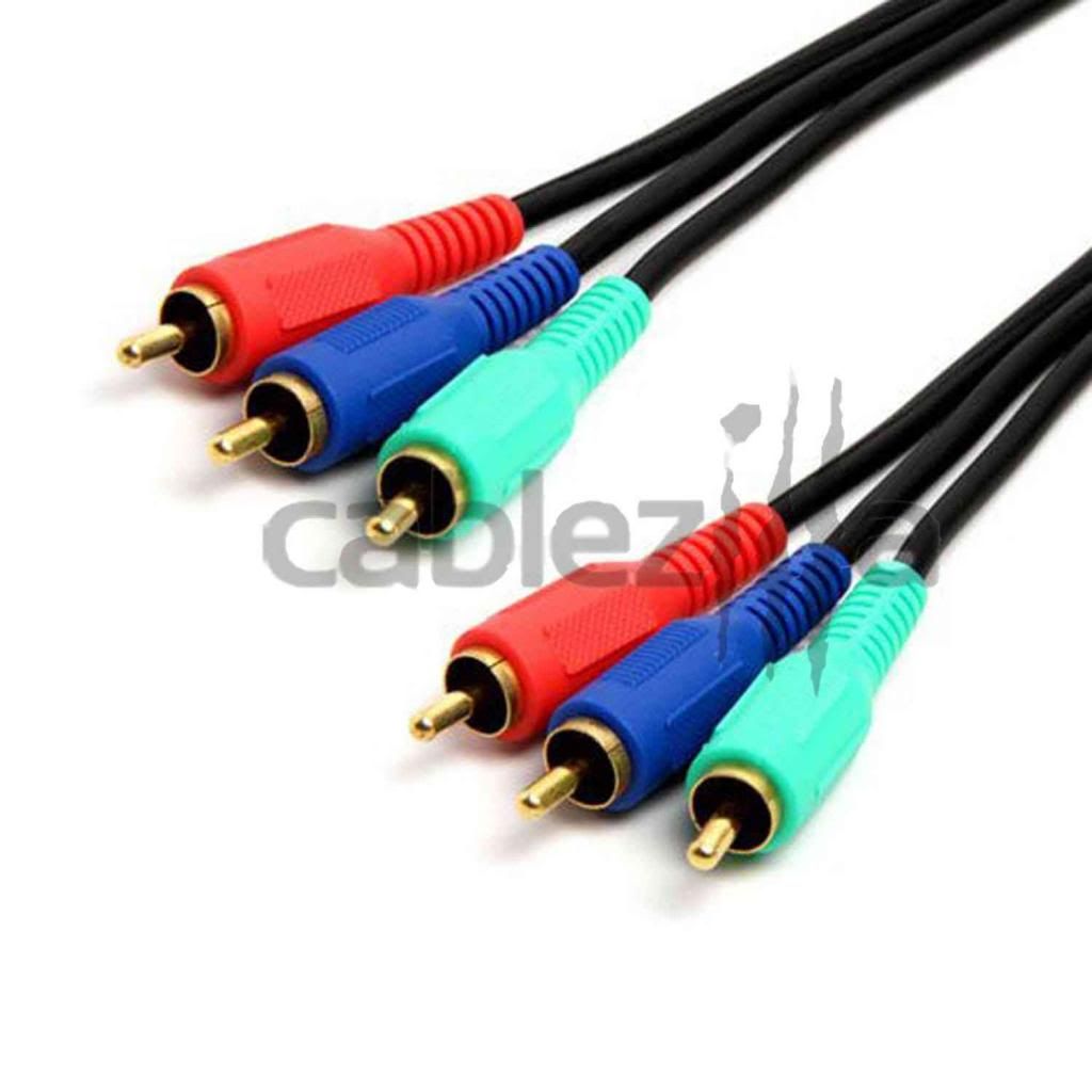 3ft 3rca Rgb Gold Plated Male Cable Colored Component Video Audio Vcr Dvd Av 3090