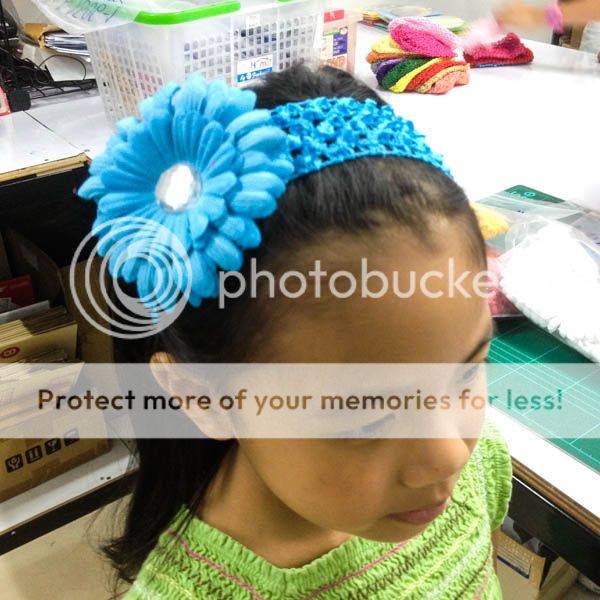 6 Color UPICK 14cm Baby Kid Headband Elastic Crochet Rhinestone Flower Lot A1511