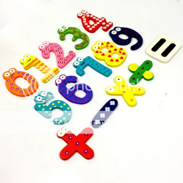 Kid Fridge Magnet Wood 0 9 Number Math Symbols Child Baby Educational Toy A1512